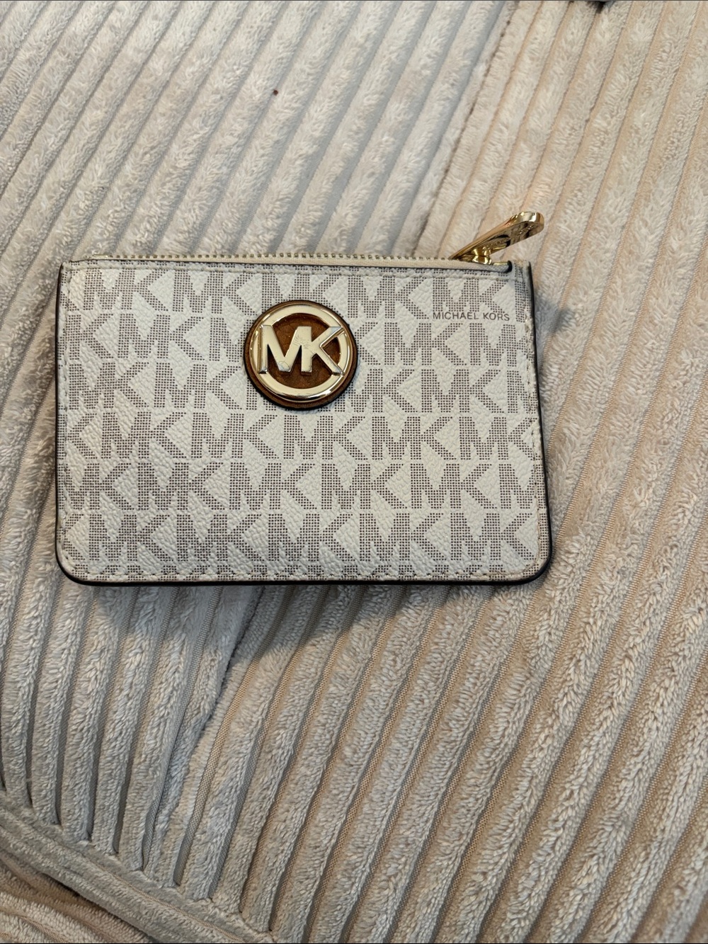Michael Kors Brown Leather & Cream Signature Card ID Wallet